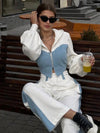 ZASUWA Female Sexy Contrast Color Pocket Casual Tracksuit