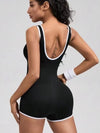 ZASUWA Female Contrast Color Stripes Backless Romper
