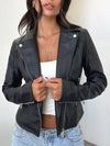 ZASUWA Female Fashion Faux Leather Zipper Jacket