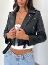 ZASUWA Female Faux Leather Zipper Jacket