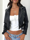 ZASUWA Female Faux Leather Zipper Jacket