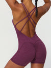ZASUWA Female Cross Back U Collar Scrunch Bum Hip-lift Romper