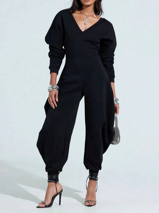 ZASUWA Female Long Sleeves Deep V Back Jumpsuit