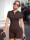 ZASUWA Female Lapel Button Ribbed Romper