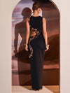 ZASUWA Female Snake Print Cutout Split Dress