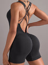 ZASUWA Female Deep V Collar Cross Back Scrunch Bum Seamless Short Romper