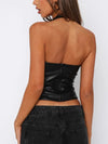 ZASUWA Female Sexy Faux Leather Halterneck Tank