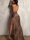 ZASUWA Female Leopard Print Big Sexy Split Design Dress