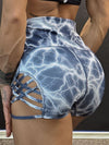 ZASUWA Female Print Cross Hip-lift Spandex Gym Booty Shorts