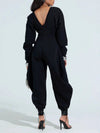 ZASUWA Female Long Sleeves Deep V Back Jumpsuit