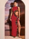 ZASUWA Female Snake Print Cutout Split Dress