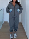 ZASUWA Female Long Sleeves Zipper Hooded Jumpsuit