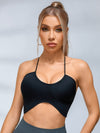 ZASUWA Female Halter Folds Pleated Backless Sports Bras