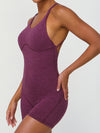 ZASUWA Female Cross Back U Collar Scrunch Bum Hip-lift Romper