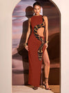 ZASUWA Female Snake Print Cutout Split Dress