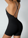 ZASUWA Female Ribbed Cross Back Deep V Collar Romper