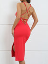 ZASUWA Female Sexy Cross Back Split Hollow Out Hip-lift Dress