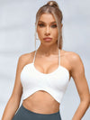 ZASUWA Female Halter Folds Pleated Backless Sports Bras