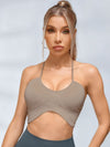 ZASUWA Female Halter Folds Pleated Backless Sports Bras
