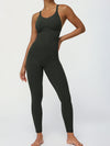 ZASUWA Female Cross Back U Collar Scrunch Bum Hip-lift Jumpsuit