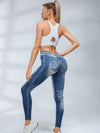 ZASUWA Female Deep V Back Denim Scrunch Bum Leggings