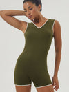 ZASUWA Female Contrast Color V-neck Backless with Chest Pads Romper