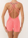 ZASUWA Female Solid Color Push Up Design Cross Back Quick Dry Scrunch Bum Romper