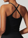 ZASUWA Female U Collar Cross Back Hollow Out Quick Dry Adjustable Strap Tank