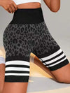 ZASUWA Female Leopard Peach Hip Scrunch Bum Spandex Gym Booty Shorts