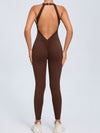 ZASUWA Female Sexy Backless Hollow Out V-shaped Waist Scrunch Bum Jumpsuit