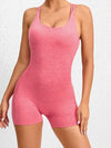 ZASUWA Female Solid Color Push Up Design Cross Back Quick Dry Scrunch Bum Romper