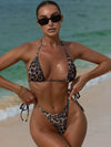 ZASUWA Female Sexy Leopard Print Mesh 4-Pieces Bikini Set