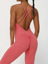 ZASUWA Female Cross Back U Collar Scrunch Bum Hip-lift Jumpsuit