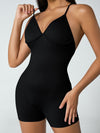 ZASUWA Female Ribbed Cross Back Deep V Collar Romper