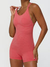 ZASUWA Female Cross Back U Collar Scrunch Bum Hip-lift Romper