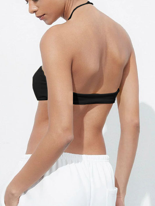 ZASUWA Female Halter Folds Backless Sports Bras