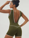 ZASUWA Female Contrast Color V-neck Backless with Chest Pads Romper