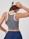 ZASUWA Female U Collar Contrast Color Stripe Quick Dry Tank