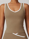 ZASUWA Female Contrast Color Deep V Collar Backless Tank