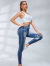 ZASUWA Female Deep V Back Denim Scrunch Bum Leggings
