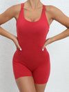 ZASUWA Female Solid Color Push Up Design Cross Back Quick Dry Scrunch Bum Romper