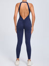 ZASUWA Female Sexy Backless Hollow Out V-shaped Waist Scrunch Bum Jumpsuit