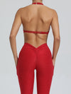 ZASUWA Female Deep V Back Pocket Scrunch Bum Halter Backless Tracksuit