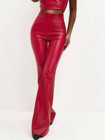 ZASUWA Female Sexy Faux Leather Flare Leggings