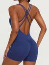 ZASUWA Female Cross Back U Collar Scrunch Bum Hip-lift Romper