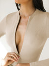 ZASUWA Female Zipper Long Sleeves Bodysuit
