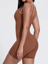 ZASUWA Female Backless U Collar Scrunch Bum Hip-lift Romper