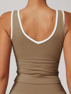 ZASUWA Female Contrast Color Deep V Collar Backless Tank