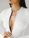 ZASUWA Female Zipper Long Sleeves Bodysuit