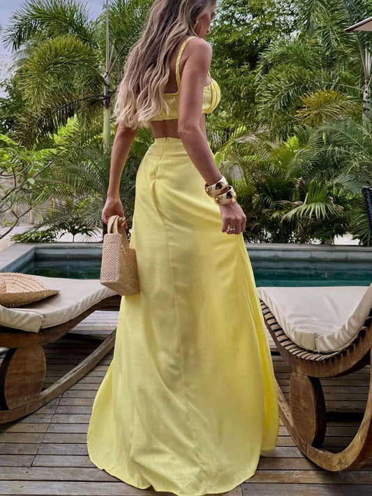 ZASUWA Female Solid Color Sheer Mesh 3-Pieces Bikini Set